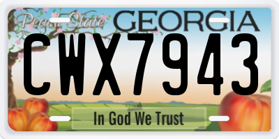 GA license plate CWX7943