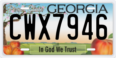 GA license plate CWX7946