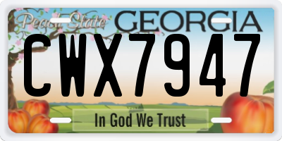 GA license plate CWX7947