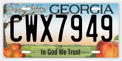 GA license plate CWX7949