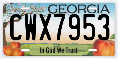 GA license plate CWX7953