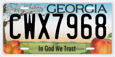 GA license plate CWX7968