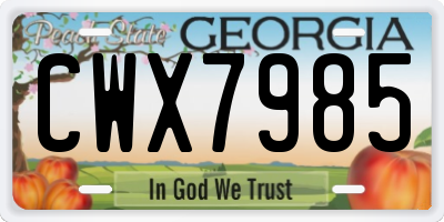 GA license plate CWX7985