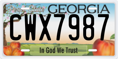 GA license plate CWX7987