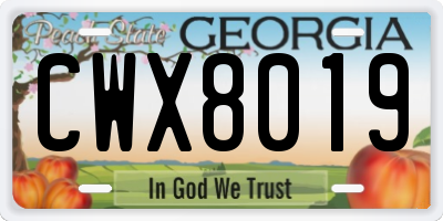 GA license plate CWX8019