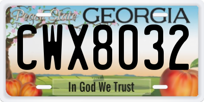 GA license plate CWX8032