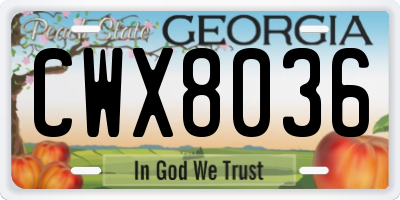 GA license plate CWX8036