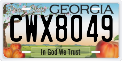 GA license plate CWX8049