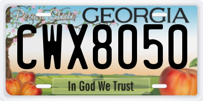 GA license plate CWX8050