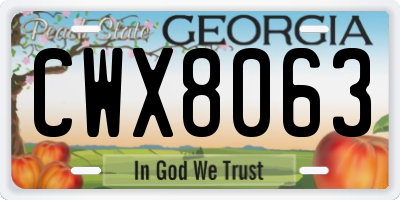 GA license plate CWX8063