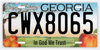 GA license plate CWX8065