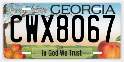 GA license plate CWX8067