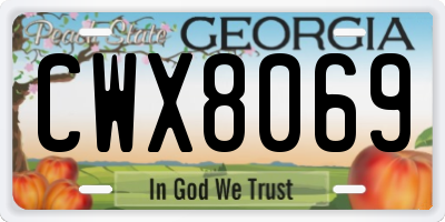 GA license plate CWX8069