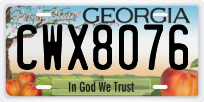 GA license plate CWX8076