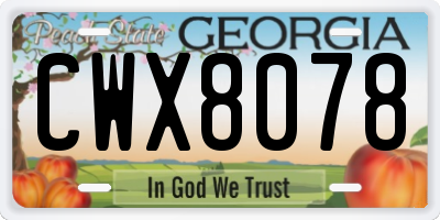 GA license plate CWX8078