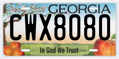 GA license plate CWX8080