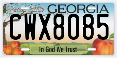 GA license plate CWX8085