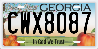 GA license plate CWX8087