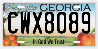 GA license plate CWX8089