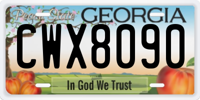 GA license plate CWX8090
