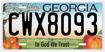 GA license plate CWX8093