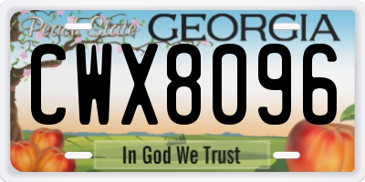 GA license plate CWX8096