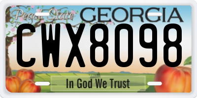 GA license plate CWX8098