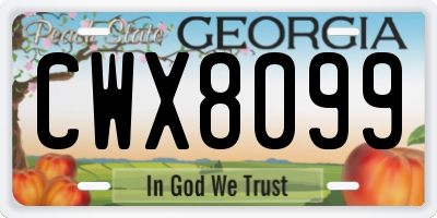 GA license plate CWX8099