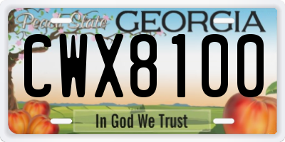 GA license plate CWX8100