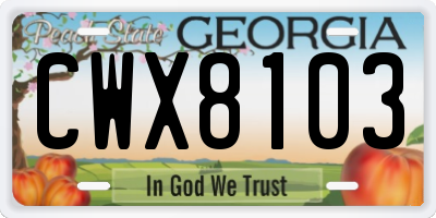 GA license plate CWX8103
