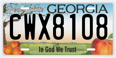 GA license plate CWX8108