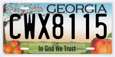 GA license plate CWX8115