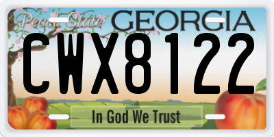 GA license plate CWX8122