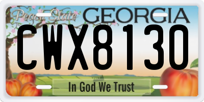 GA license plate CWX8130