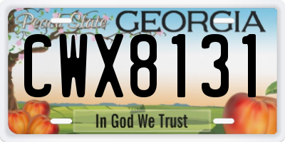 GA license plate CWX8131