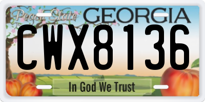 GA license plate CWX8136
