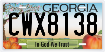 GA license plate CWX8138