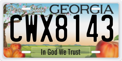 GA license plate CWX8143