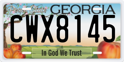 GA license plate CWX8145