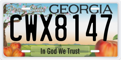 GA license plate CWX8147