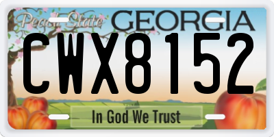 GA license plate CWX8152