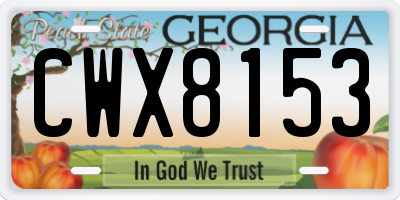 GA license plate CWX8153