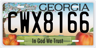 GA license plate CWX8166