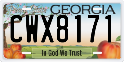 GA license plate CWX8171