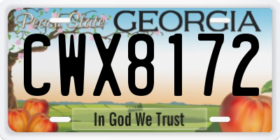 GA license plate CWX8172