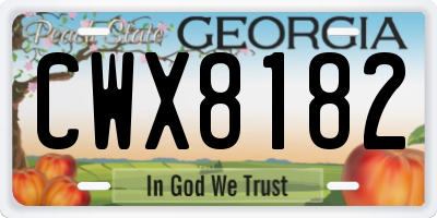 GA license plate CWX8182
