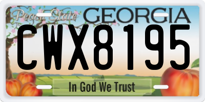 GA license plate CWX8195