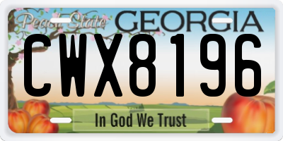 GA license plate CWX8196