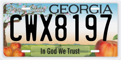 GA license plate CWX8197