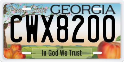 GA license plate CWX8200